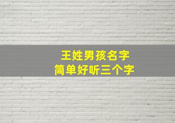 王姓男孩名字简单好听三个字,王姓男孩名字简单好听三个字大全