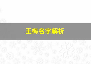 王梅名字解析,王梅姓名打分