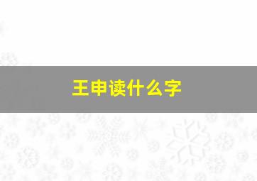 王申读什么字,王申组合是什么字