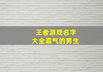 王者游戏名字大全霸气的男生,王者荣耀名字男生高冷霸气