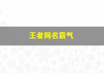 王者网名霸气,王者网名霸气男