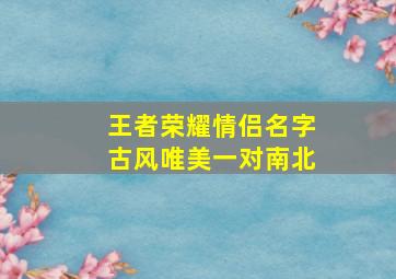 王者荣耀情侣名字古风唯美一对南北,求王者荣耀情侣名