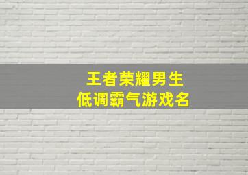 王者荣耀男生低调霸气游戏名,王者荣耀霸气男生的名字