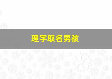 理字取名男孩,理字取名男孩有寓意的名字