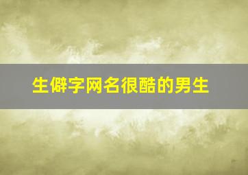 生僻字网名很酷的男生,生僻字的网名霸气男生