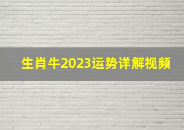 生肖牛2023运势详解视频,属牛2023年运势完整版