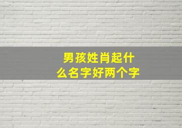 男孩姓肖起什么名字好两个字,2024姓肖男孩好听的名字