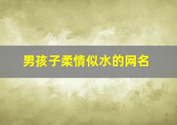 男孩子柔情似水的网名,男孩子柔情似水的网名两个字