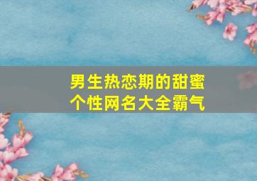 男生热恋期的甜蜜个性网名大全霸气,男生热恋的个性签名