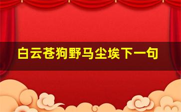 白云苍狗野马尘埃下一句,白云苍狗野马尘埃可以合用吗