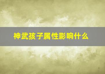 神武孩子属性影响什么,神武孩子怎么加点