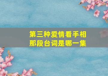 第三种爱情看手相那段台词是哪一集,第三种爱情解析