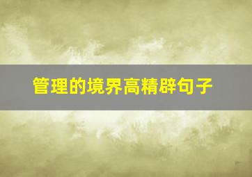 管理的境界高精辟句子,管理正能量的句子