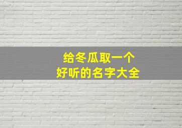 给冬瓜取一个好听的名字大全,关于冬瓜的名字