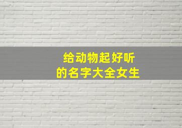 给动物起好听的名字大全女生,给动物起个好听的