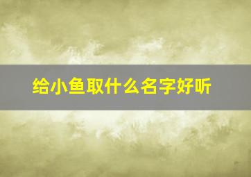 给小鱼取什么名字好听,小鱼取什么名字好听一点