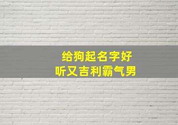 给狗起名字好听又吉利霸气男,给狗起名字好听又吉利霸气