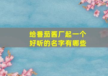 给番茄酱厂起一个好听的名字有哪些,番茄酱创意名字