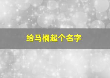 给马桶起个名字,马桶取什么名字好