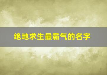 绝地求生最霸气的名字,吃鸡中最霸气的名字2022吃鸡中最霸气的名字有哪些