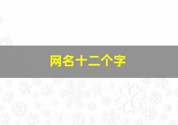 网名十二个字,12字网名霸气