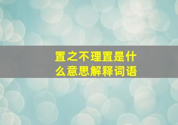 置之不理置是什么意思解释词语,置之不理的意思是什么