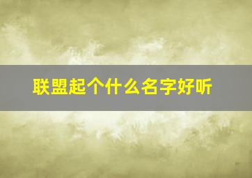 联盟起个什么名字好听