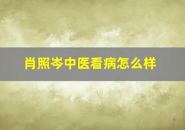 肖照岑中医看病怎么样