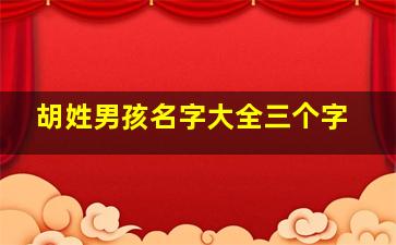 胡姓男孩名字大全三个字,胡姓男孩名字大全三个字霸气