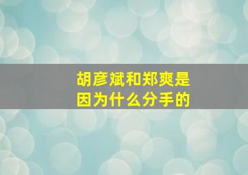 胡彦斌和郑爽是因为什么分手的