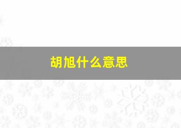 胡旭什么意思,胡旭是什么意思