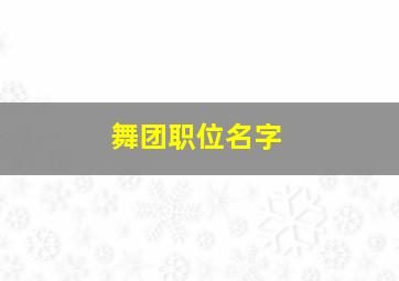 舞团职位名字,求炫舞舞团名和职位名~