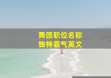 舞团职位名称独特霸气英文,好听的QQ炫舞舞团名称和职位