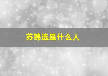 苏锦选是什么人,苏锦的小说叫什么名字