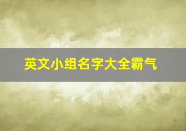 英文小组名字大全霸气