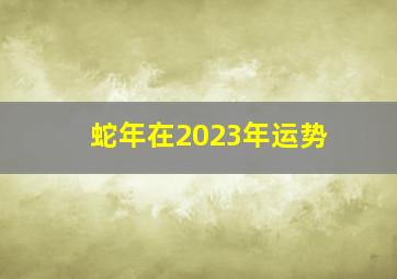 蛇年在2023年运势,2023属蛇的人运势如何