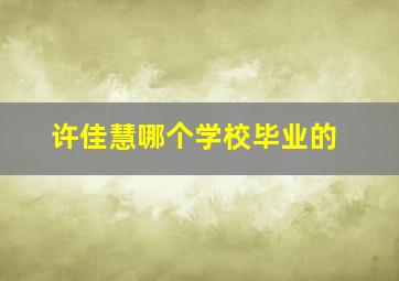 许佳慧哪个学校毕业的,皮卡皮卡皮卡丘的歌手信息