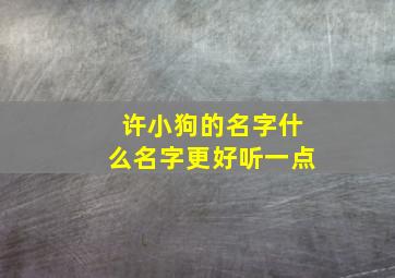 许小狗的名字什么名字更好听一点