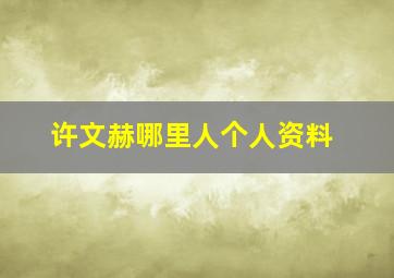 许文赫哪里人个人资料,许文赫个人简历