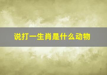 说打一生肖是什么动物,说字打一个生肖