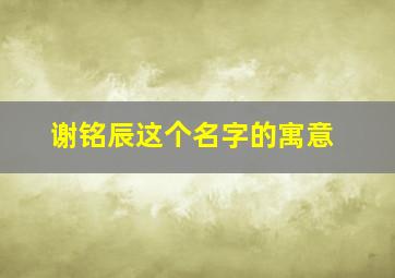 谢铭辰这个名字的寓意,谢铭泽打分