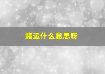 赌运什么意思呀,赌运属于什么财运