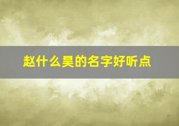 赵什么昊的名字好听点