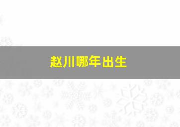 赵川哪年出生,赵川今年多大年龄