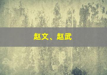 赵文、赵武,赵文武什么