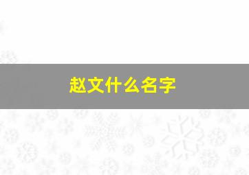 赵文什么名字,赵文什么名字最好听