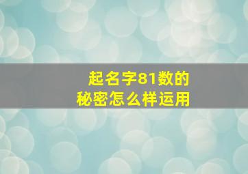 起名字81数的秘密怎么样运用,名字1-81数理