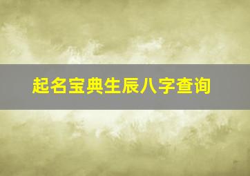 起名宝典生辰八字查询