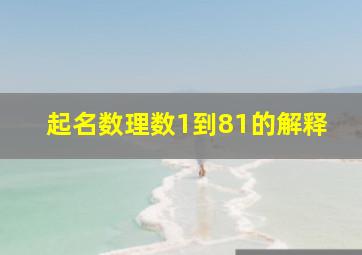 起名数理数1到81的解释,取名字的数理是什么意思