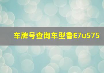 车牌号查询车型鲁E7u575,输入车牌号查车辆信息